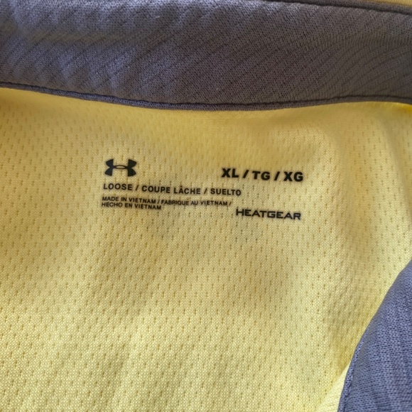 Under Armour Mens Heat Gear Golf Shirt Polo Yellow Collared Size XL - Picture 3 of 5